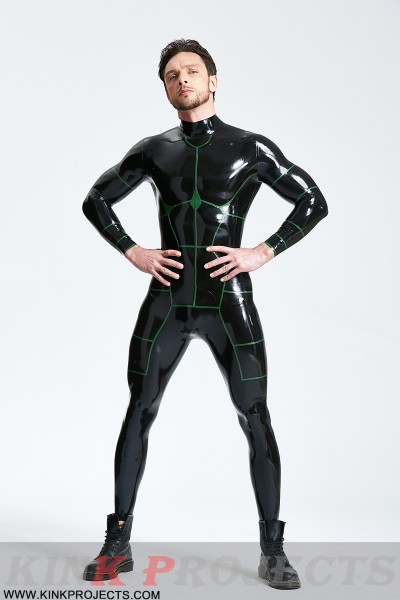 'Hexagonal' Back Zip Latex Catsuit 