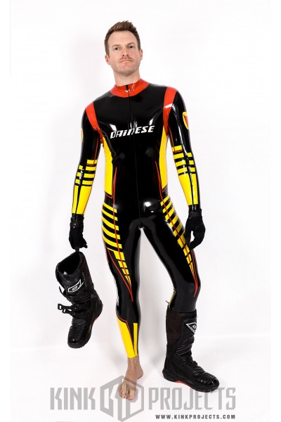 Male 'MotoGP' Branded Latex Biker Style Catsuit