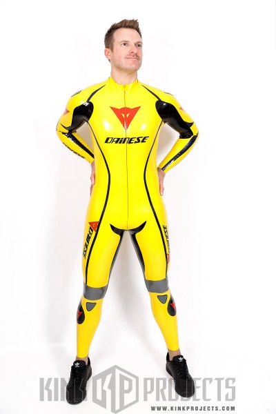 Male Brand Name Motorcycle Style Latex Catsuit