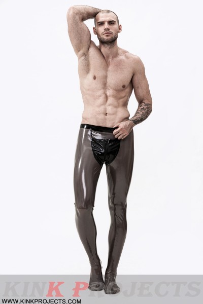 Male Transparent Latex Pouch-Front Leggings/Tights