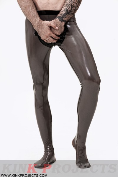 Male Transparent Latex Pouch-Front Leggings/Tights