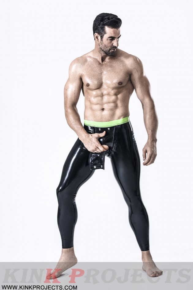 Male Studded & Zippered 'Codpiece' Latex Leggings