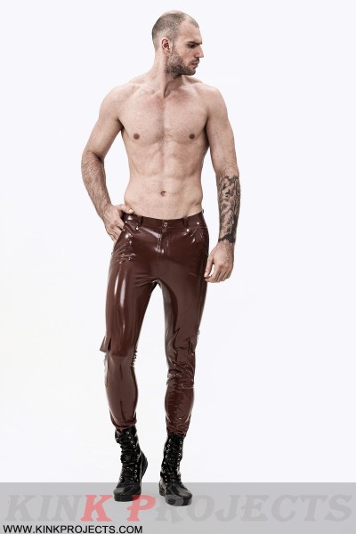 Male Latex 'Cargo' Pocketed Jeans