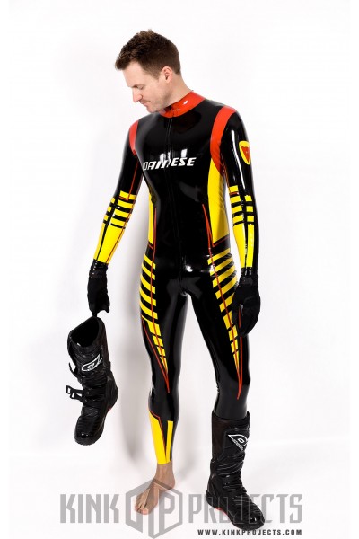 Male 'MotoGP' Branded Latex Biker Style Catsuit