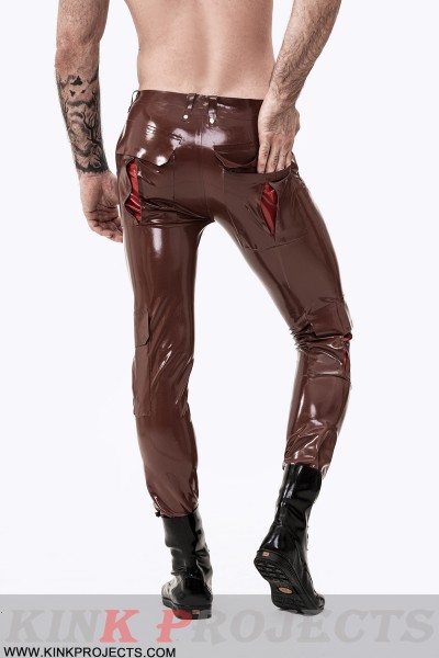 Male Latex 'Cargo' Pocketed Jeans