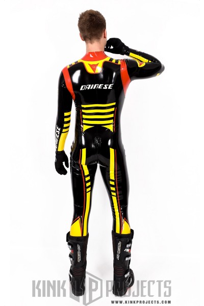 Male 'MotoGP' Branded Latex Biker Style Catsuit