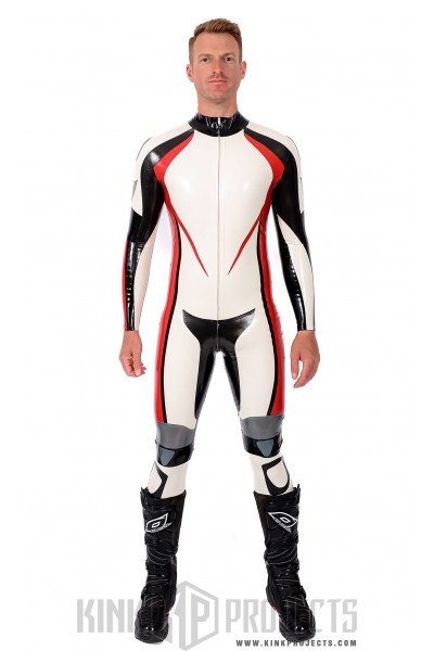 Male Logo Branded Motorcycle Latex Suit