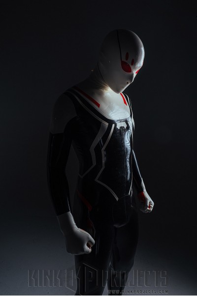 Male White-Headed 'Spidey' Latex Costume Catsuit