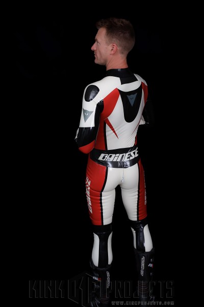 Male Logo Branded Motorcycle Latex Suit
