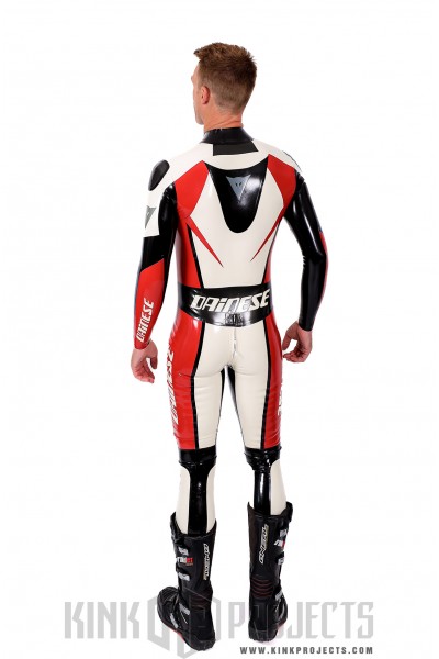 Male Logo Branded Motorcycle Latex Suit