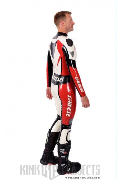 Male Logo Branded Motorcycle Latex Suit