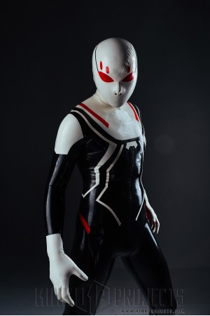 Male White-Headed 'Spidey' Latex Costume Catsuit