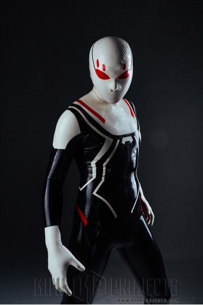 Male White-Headed 'Spidey' Latex Costume Catsuit