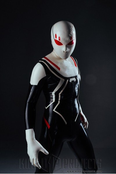 Male White-Headed 'Spidey' Latex Costume Catsuit