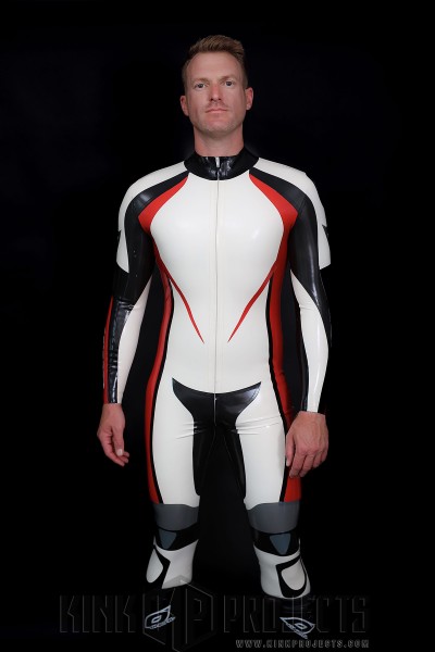 Male Logo Branded Motorcycle Latex Suit