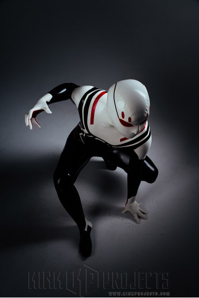 Male White-Headed 'Spidey' Latex Costume Catsuit