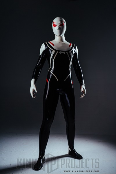 Male White-Headed 'Spidey' Latex Costume Catsuit