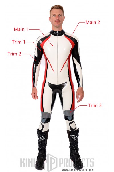 Male Logo Branded Motorcycle Latex Suit