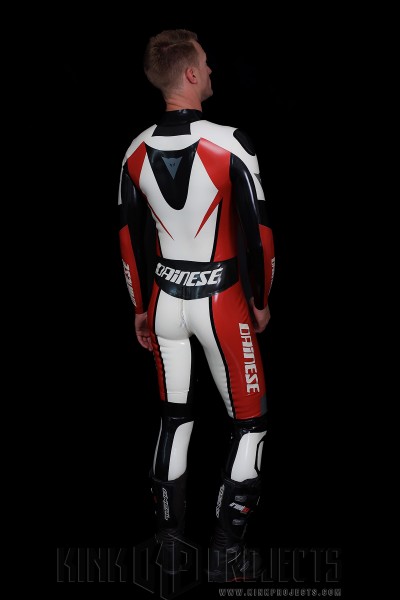 Male Logo Branded Motorcycle Latex Suit