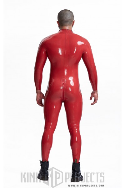 Male 'Double Lines' Shoulder-Zipper Latex Catsuit