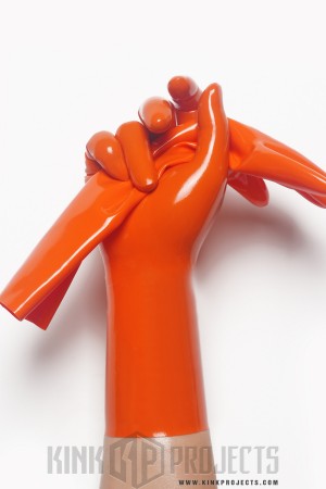 Orange Classic Short Molded Latex Gloves