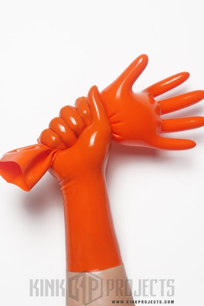 Orange Classic Short Molded Latex Gloves