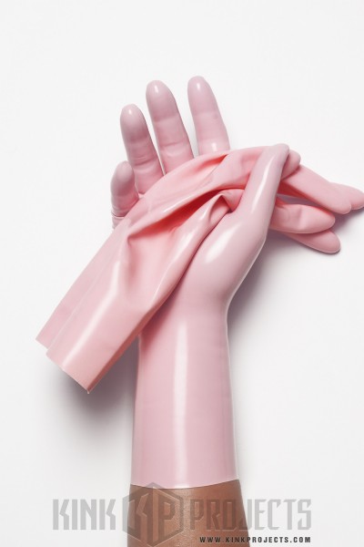Baby Pink Classic Short Molded Latex Gloves